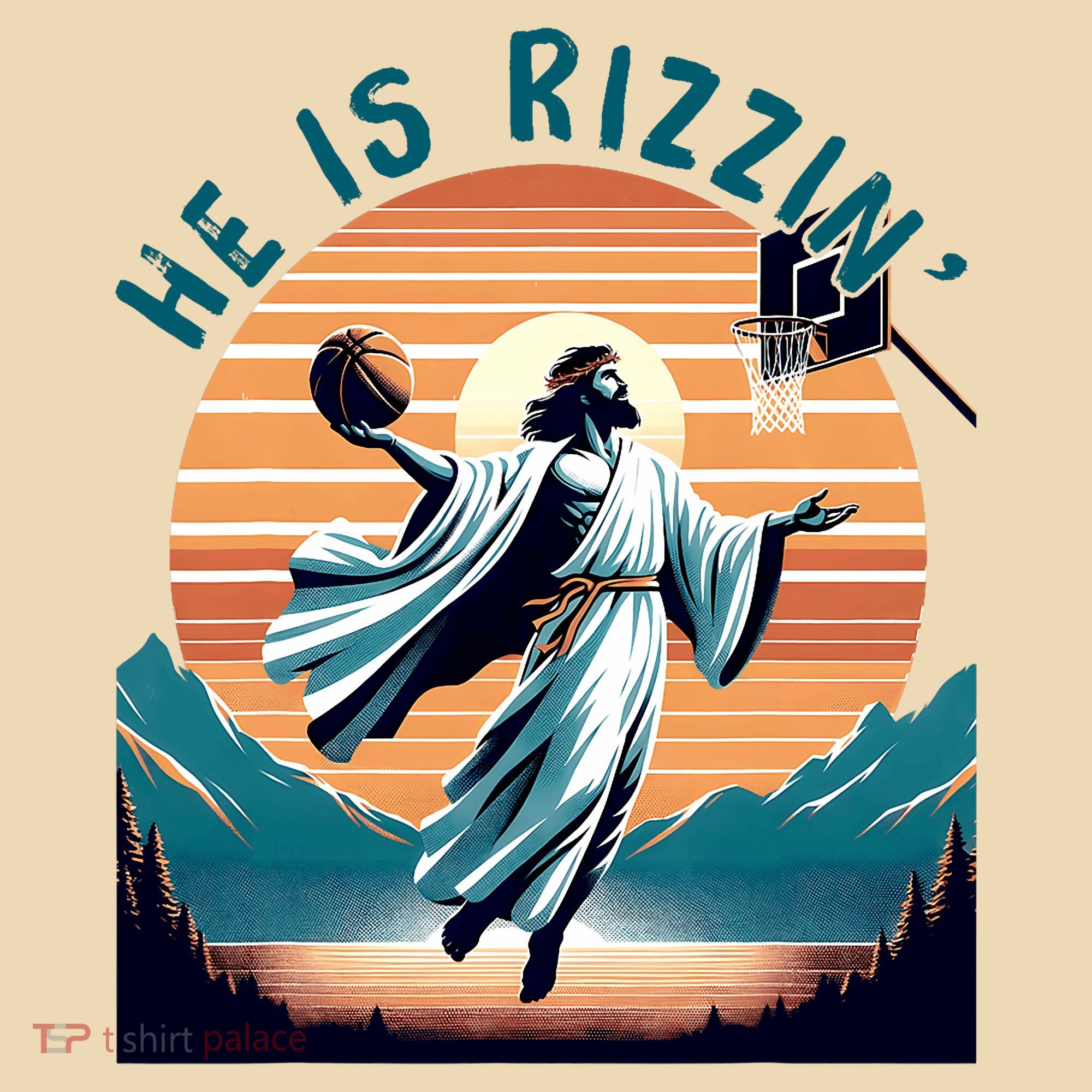 He Is Rizzin Basketball Jesus Retro Easter Christian Tote Bag