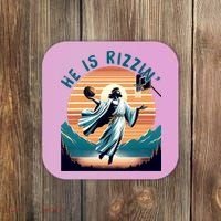 He Is Rizzin Basketball Jesus Retro Easter Christian Coaster thumb 0