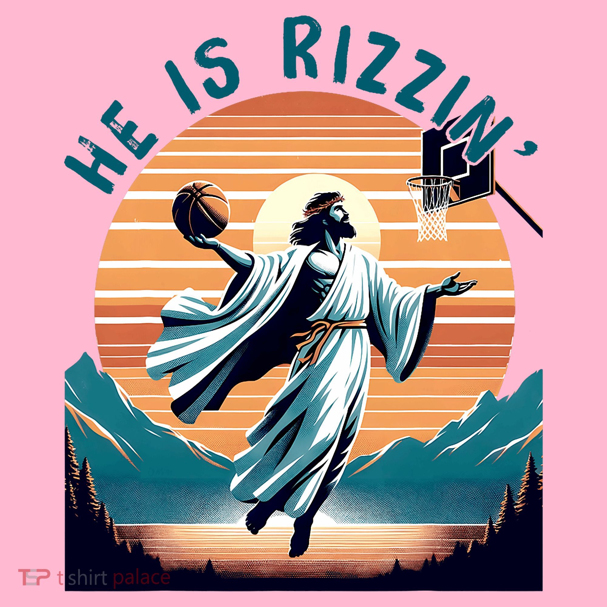 He Is Rizzin Basketball Jesus Retro Easter Christian Coaster