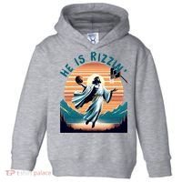 He Is Rizzin Basketball Jesus Retro Easter Christian Toddler Hoodie thumb 0