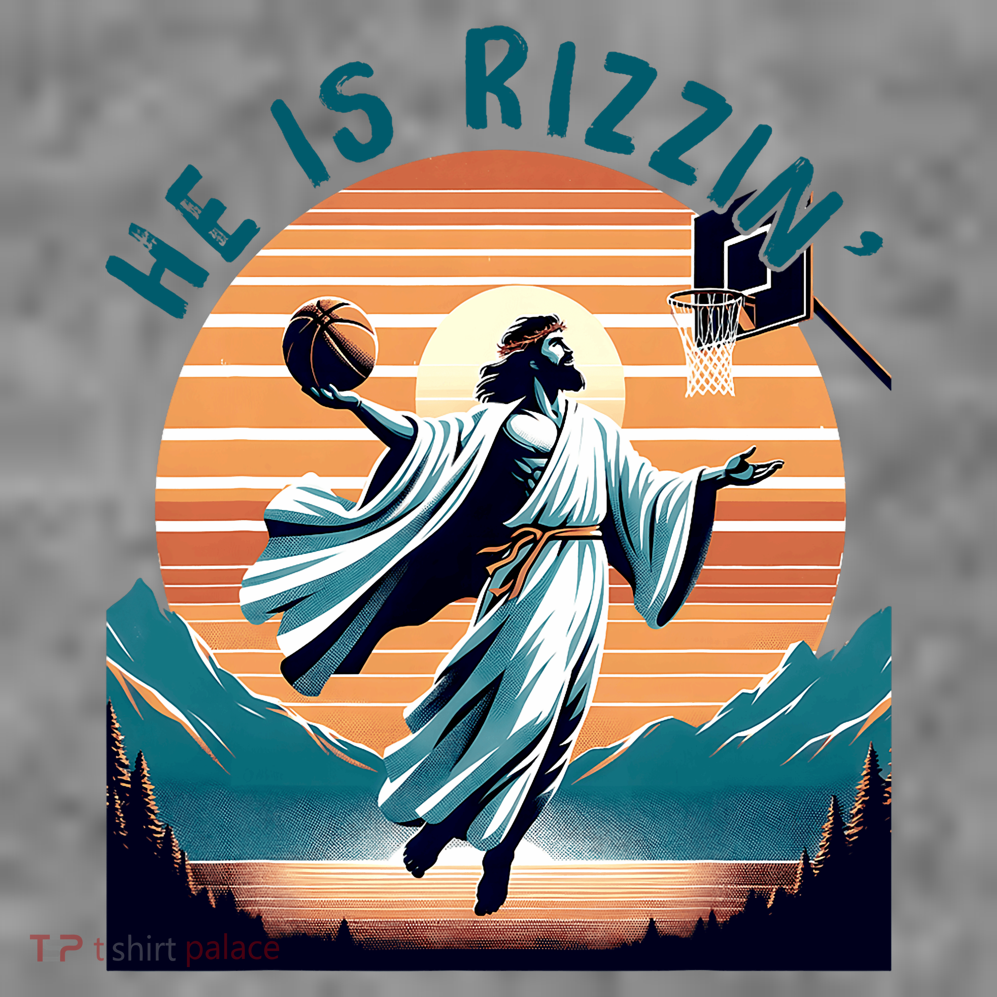 He Is Rizzin Basketball Jesus Retro Easter Christian Toddler Hoodie