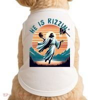 He Is Rizzin Basketball Jesus Retro Easter Christian Doggie Tank thumb 0