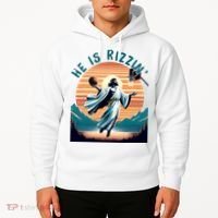 He Is Rizzin Basketball Jesus Retro Easter Christian Hoodie thumb 2