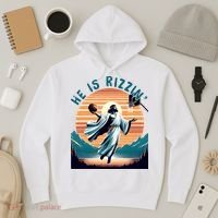 He Is Rizzin Basketball Jesus Retro Easter Christian Hoodie thumb 3