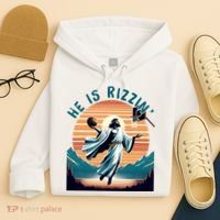 He Is Rizzin Basketball Jesus Retro Easter Christian Hoodie thumb 4
