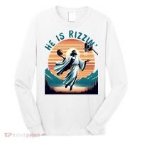 He Is Rizzin Basketball Jesus Retro Easter Christian Long Sleeve Shirt thumb 0