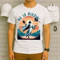 He Is Rizzin Basketball Jesus Retro Easter Christian T-Shirt thumb 6