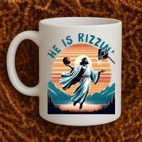 He Is Rizzin Basketball Jesus Retro Easter Christian Coffee Mug thumb 2
