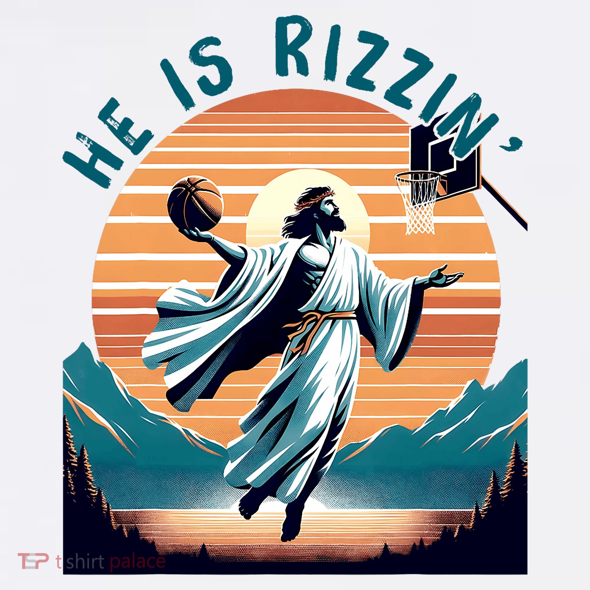He Is Rizzin Basketball Jesus Retro Easter Christian Women's Hoodie