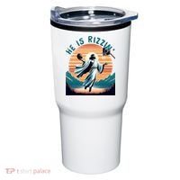 He Is Rizzin Basketball Jesus Retro Easter Christian Tumbler thumb 0