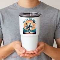 He Is Rizzin Basketball Jesus Retro Easter Christian Tumbler thumb 2
