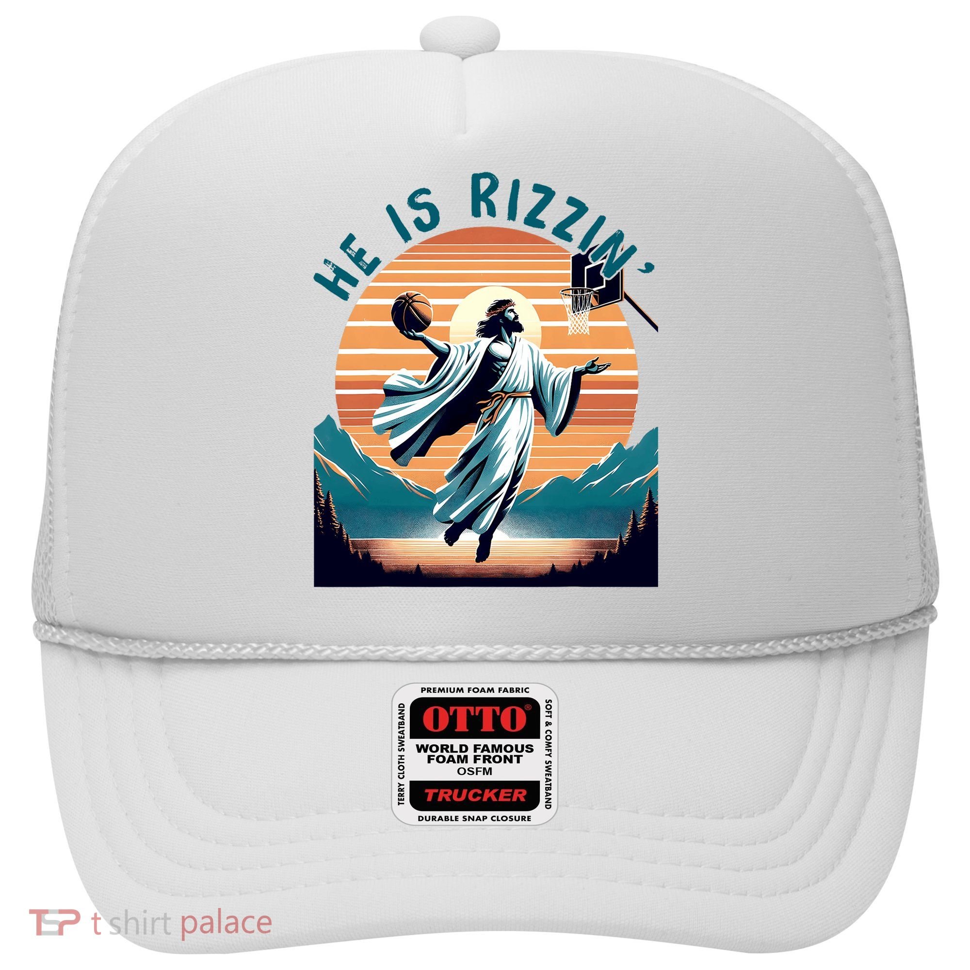 He Is Rizzin Basketball Jesus Retro Easter Christian Hat