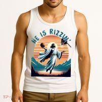 He Is Rizzin Basketball Jesus Retro Easter Christian Tank Top thumb 3
