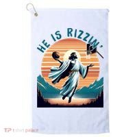 He Is Rizzin Basketball Jesus Retro Easter Christian Golf Towel thumb 0