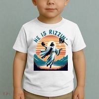He Is Rizzin Basketball Jesus Retro Easter Christian Toddler T-Shirt thumb 2