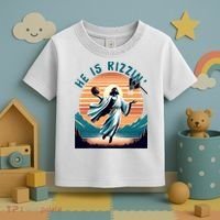 He Is Rizzin Basketball Jesus Retro Easter Christian Toddler T-Shirt thumb 3