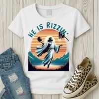 He Is Rizzin Basketball Jesus Retro Easter Christian Women's T-Shirt thumb 3