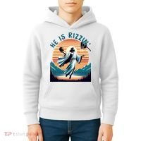 He Is Rizzin Basketball Jesus Retro Easter Christian Kids Hoodie thumb 4