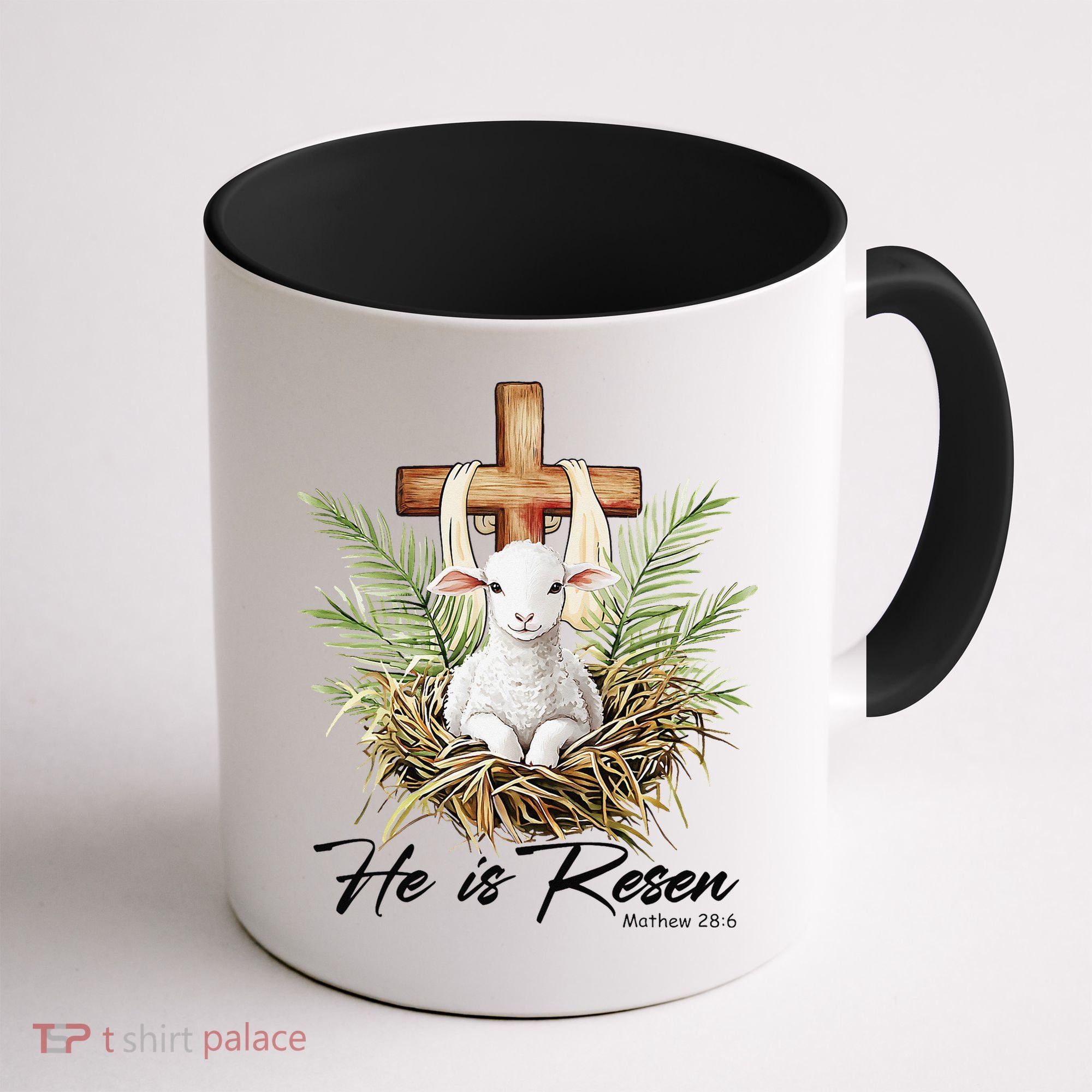 He Is Risen Lamb Cross Jesus Religious Christian Women Coffee Mug
