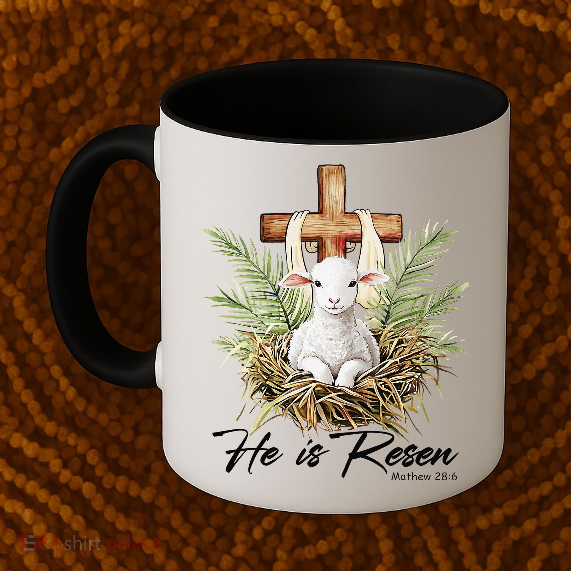 He Is Risen Lamb Cross Jesus Religious Christian Women Coffee Mug