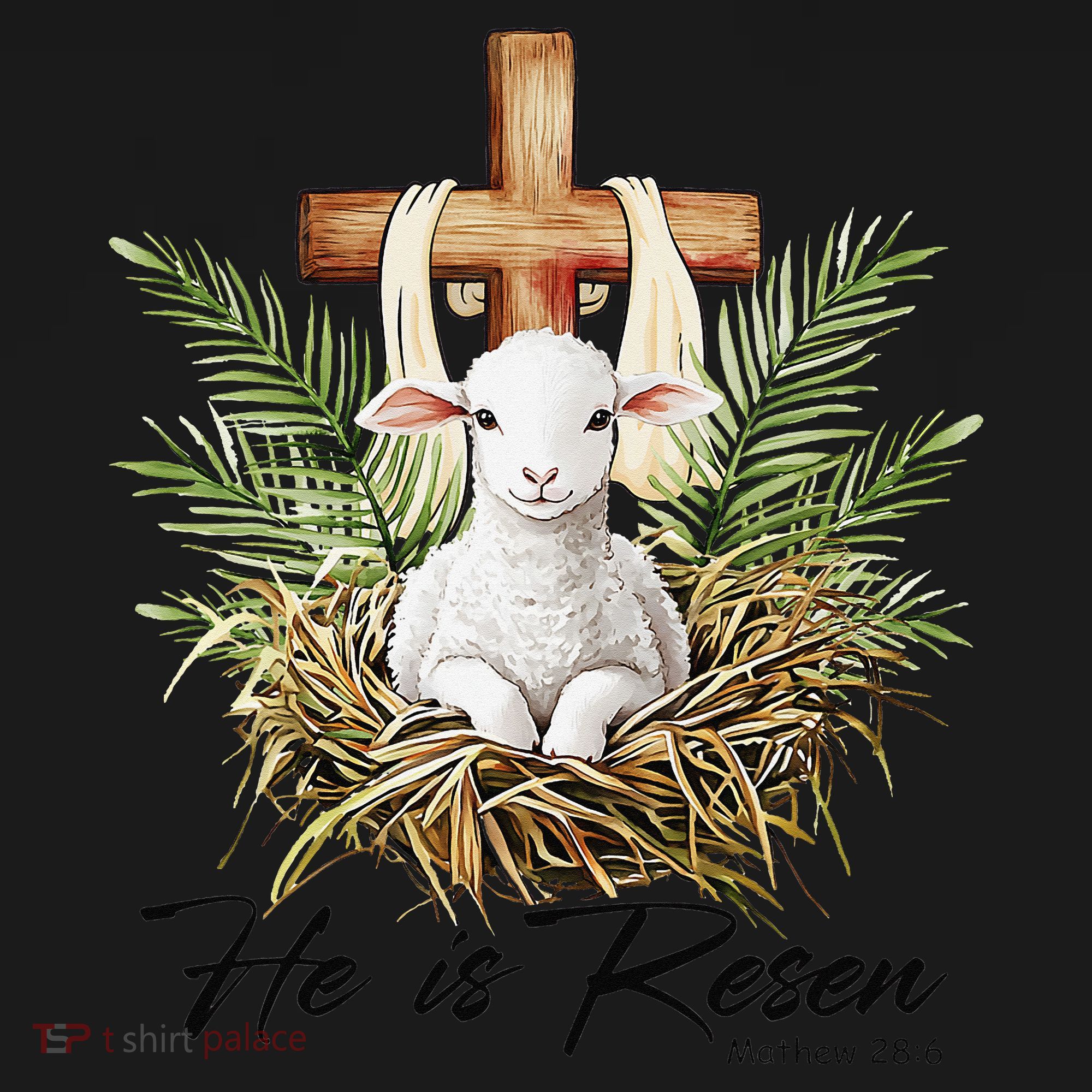 He Is Risen Lamb Cross Jesus Religious Christian Women Women's Hoodie