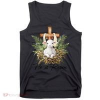 He Is Risen Lamb Cross Jesus Religious Christian Women Tank Top thumb 0