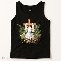 He Is Risen Lamb Cross Jesus Religious Christian Women Tank Top thumb 2