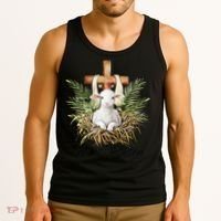 He Is Risen Lamb Cross Jesus Religious Christian Women Tank Top thumb 3
