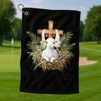 He Is Risen Lamb Cross Jesus Religious Christian Women Golf Towel thumb 1
