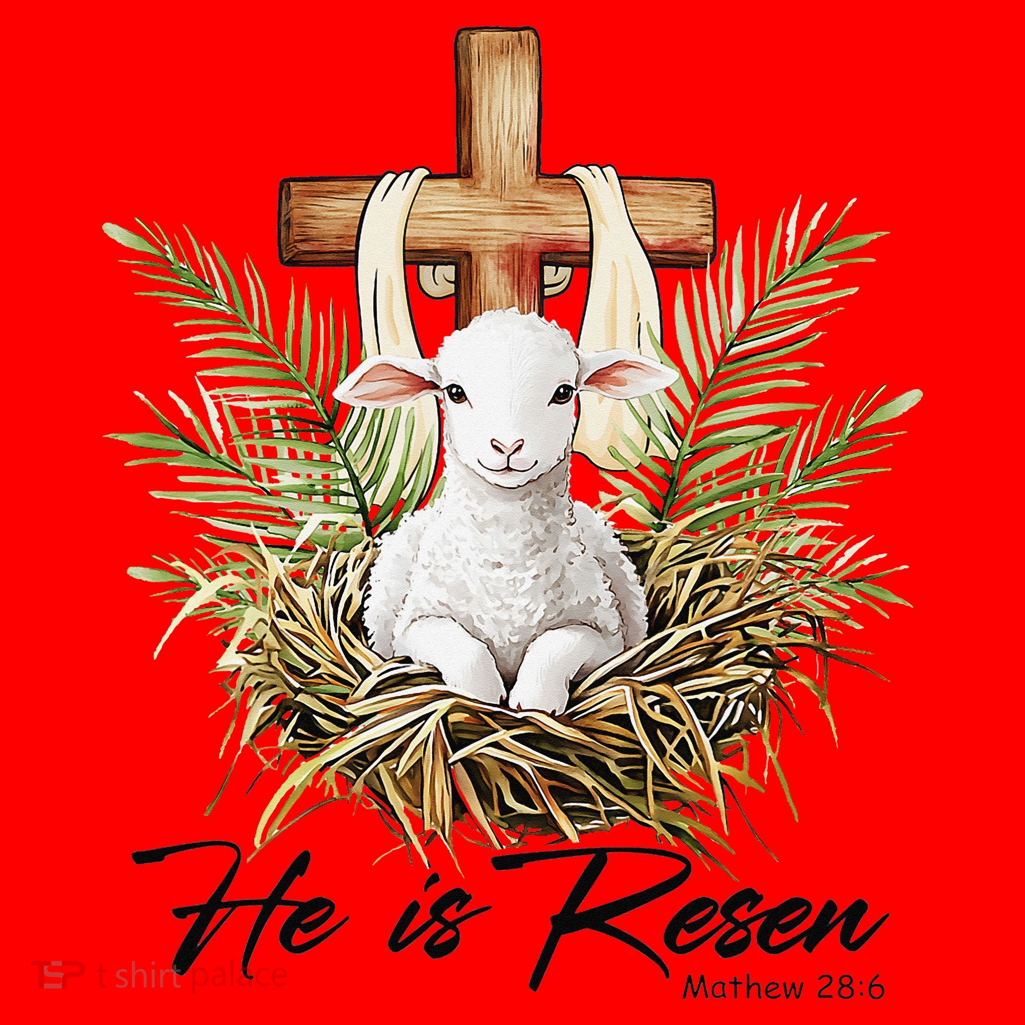 He Is Risen Lamb Cross Jesus Religious Christian Women Santa Hat