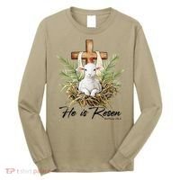 He Is Risen Lamb Cross Jesus Religious Christian Women Long Sleeve Shirt thumb 0