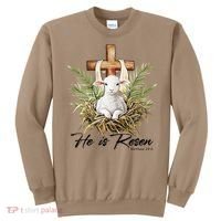 He Is Risen Lamb Cross Jesus Religious Christian Women Sweatshirt thumb 0