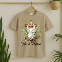 He Is Risen Lamb Cross Jesus Religious Christian Women T-Shirt thumb 2