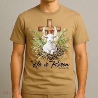 He Is Risen Lamb Cross Jesus Religious Christian Women T-Shirt thumb 3