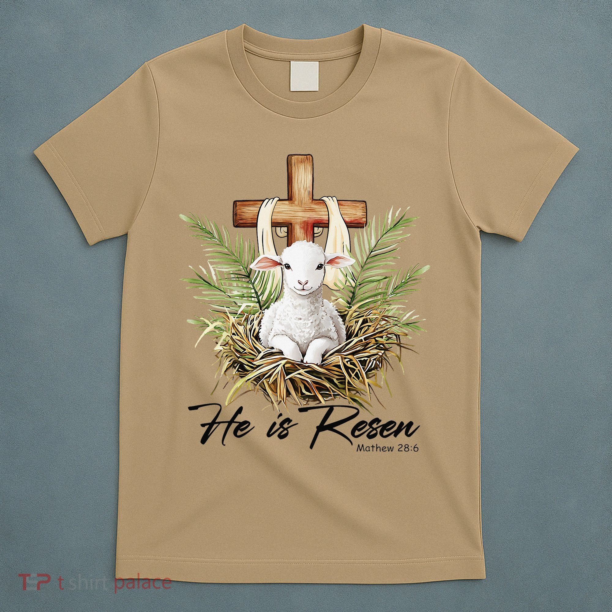 He Is Risen Lamb Cross Jesus Religious Christian Women T-Shirt