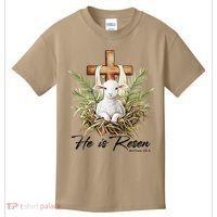 He Is Risen Lamb Cross Jesus Religious Christian Women Kids T-Shirt thumb 0