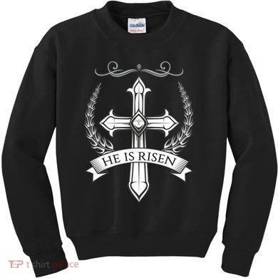 He Is Risen Easter Christ Kids Sweatshirt