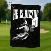 He Is Rizzin Funny Jesus Meme He Is Rizzen Golf Towel thumb 1