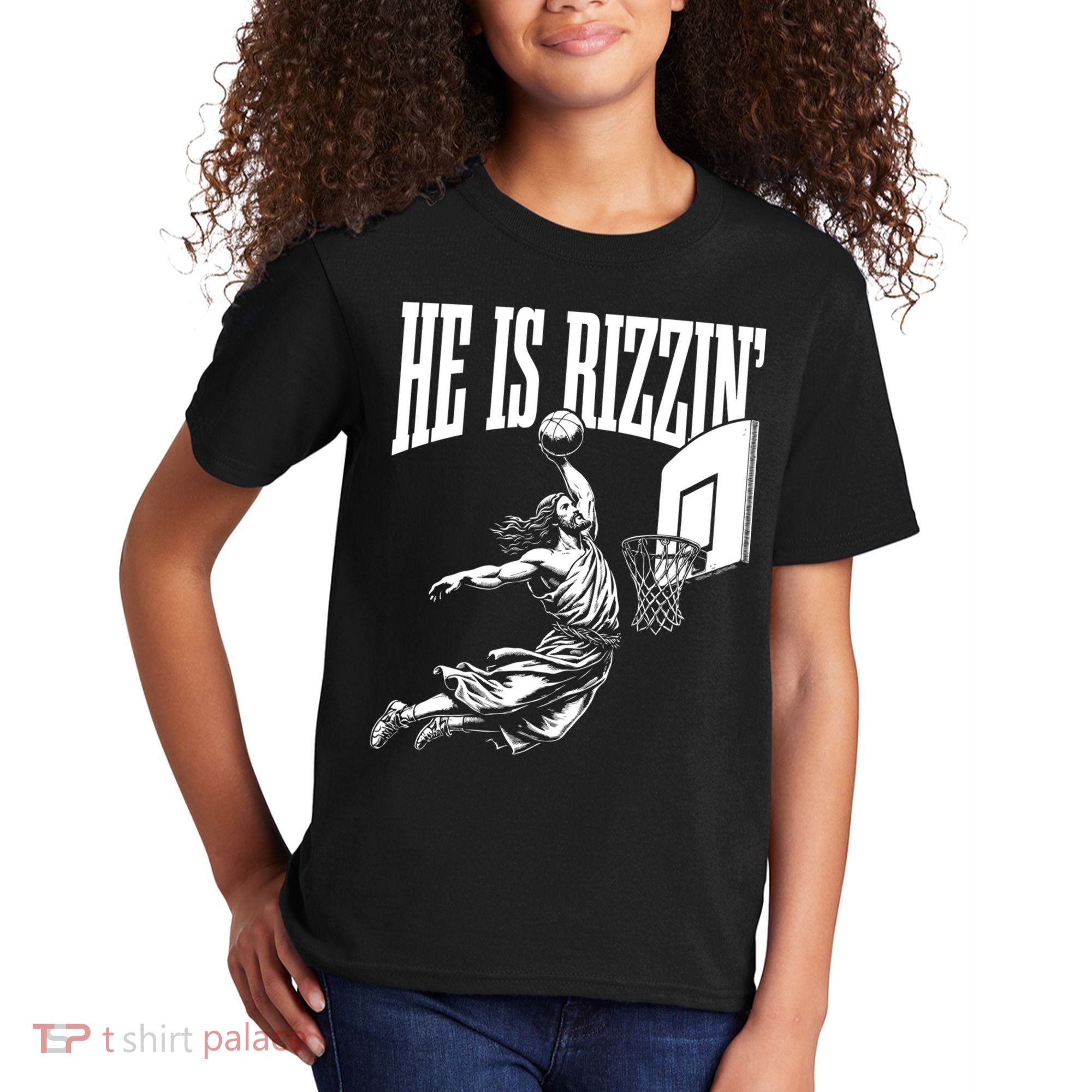 He Is Rizzin Funny Jesus Meme He Is Rizzen Kids T-Shirt