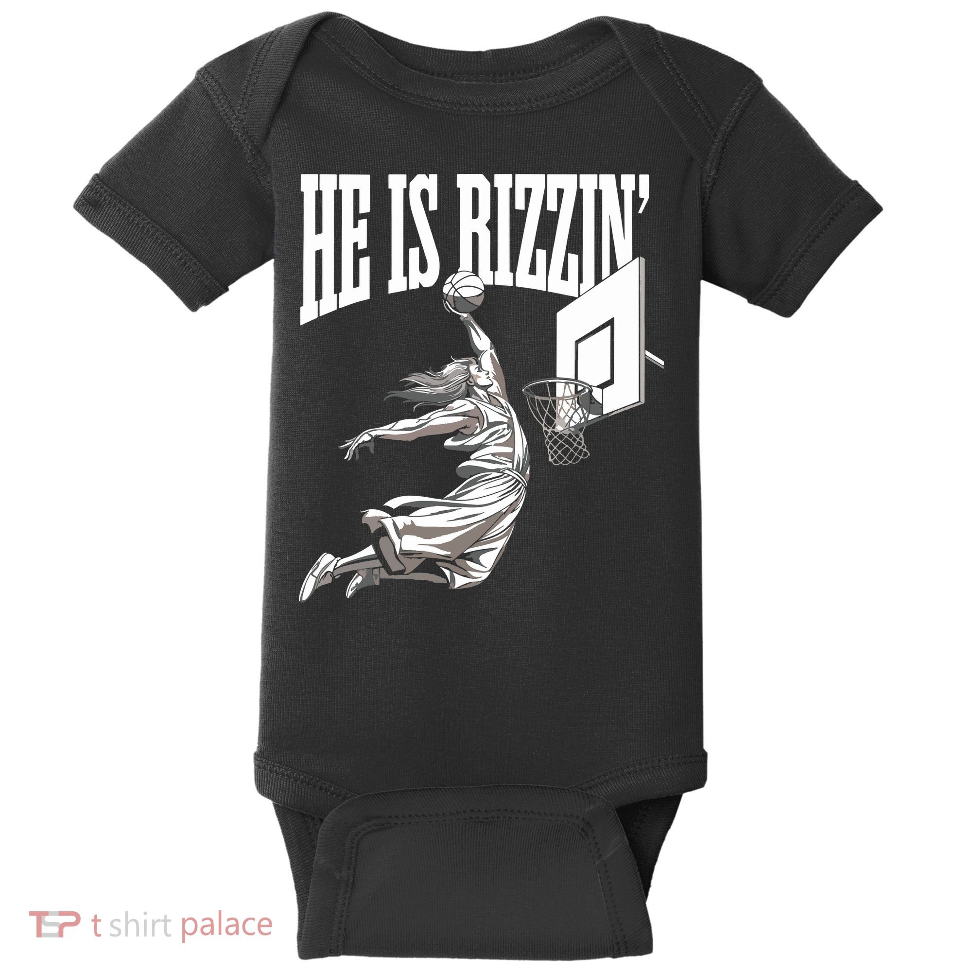 He Is Rizzin Basketball Jesus Dunk Memes Humor Baby Bodysuit