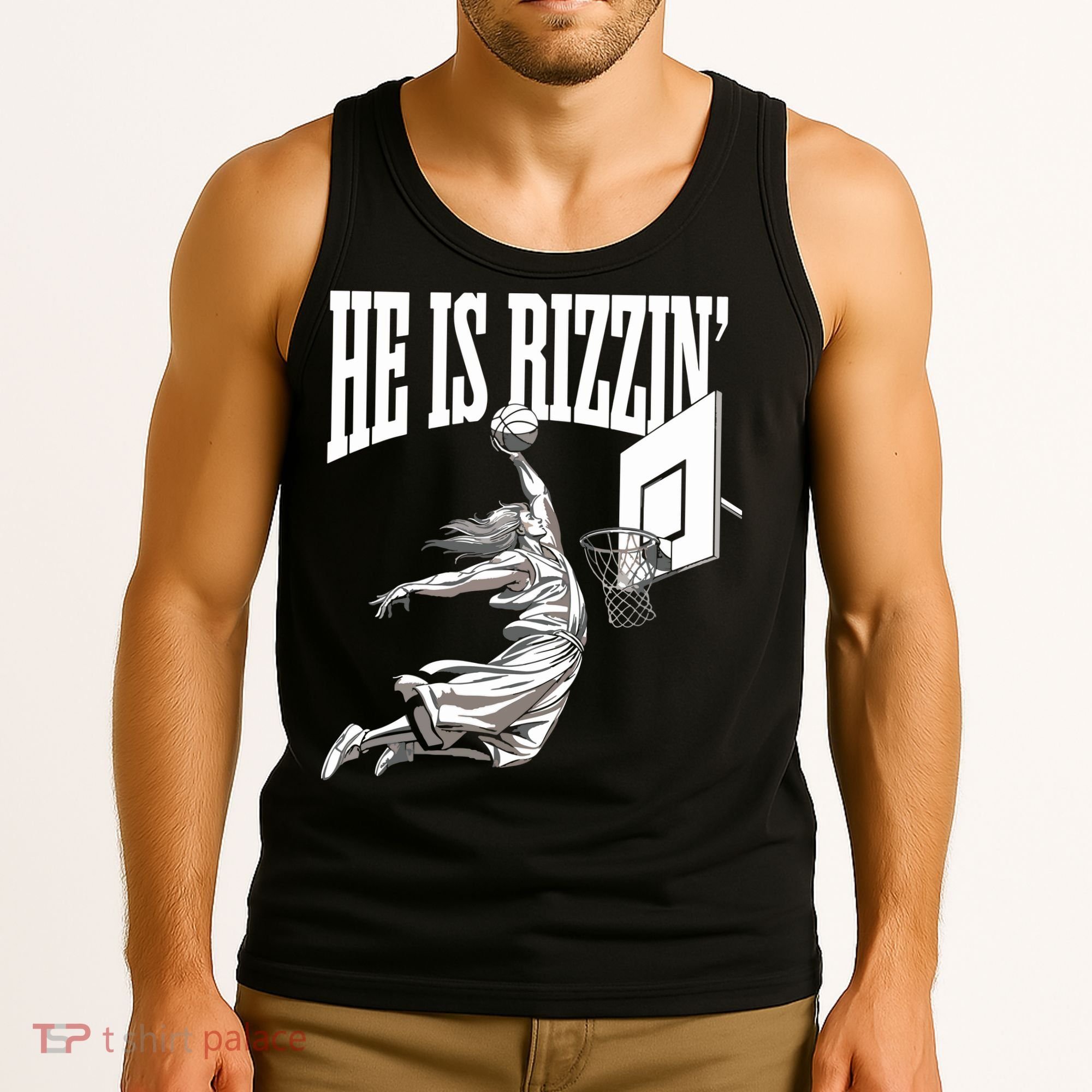 He Is Rizzin Basketball Jesus Dunk Memes Humor Tank Top