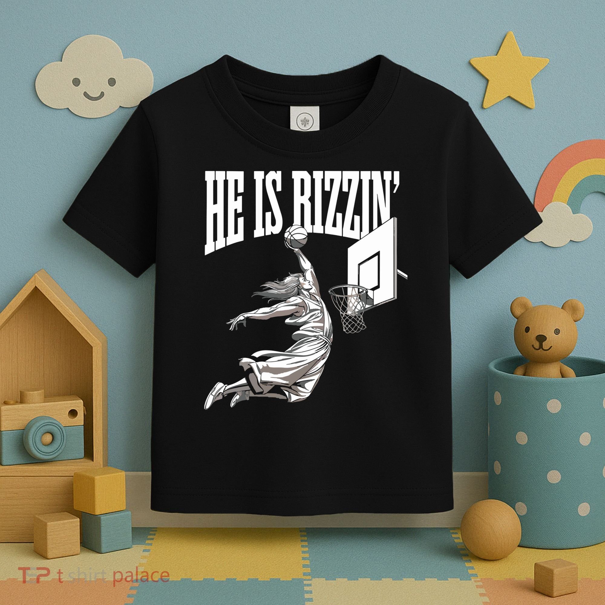 He Is Rizzin Basketball Jesus Dunk Memes Humor Toddler T-Shirt