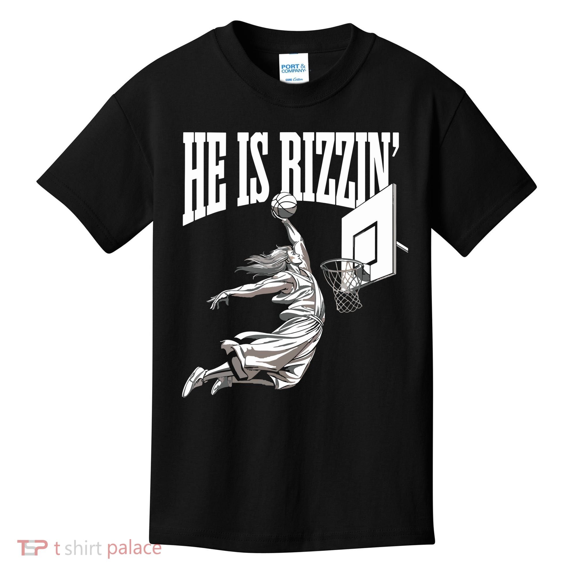 He Is Rizzin Basketball Jesus Dunk Memes Humor Kids T-Shirt
