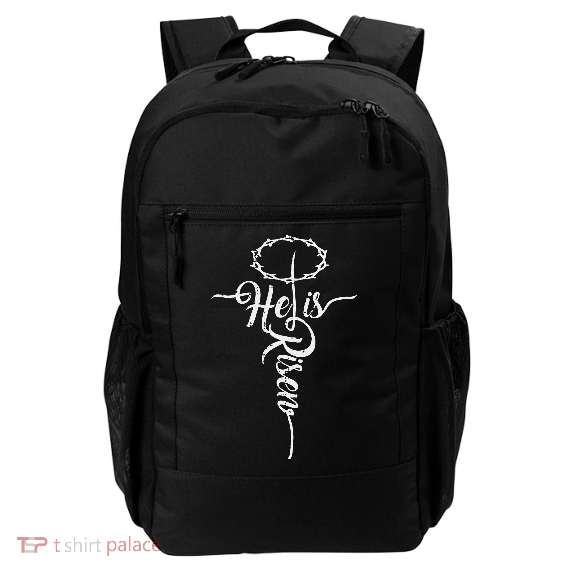 He Is Risen Cross Jesus Religious Easter Day Christians Backpack