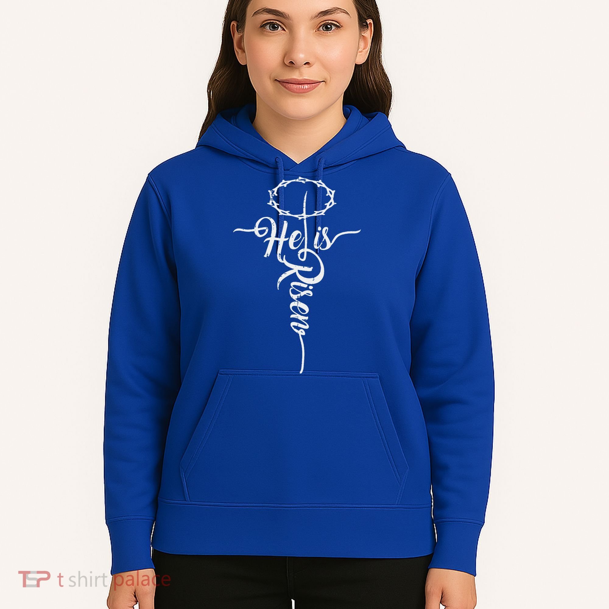 He Is Risen Cross Jesus Religious Easter Day Christians Hoodie