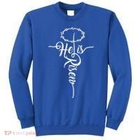 He Is Risen Cross Jesus Religious Easter Day Christians Sweatshirt thumb 0
