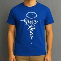 He Is Risen Cross Jesus Religious Easter Day Christians T-Shirt thumb 3