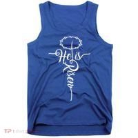 He Is Risen Cross Jesus Religious Easter Day Christians Tank Top thumb 0