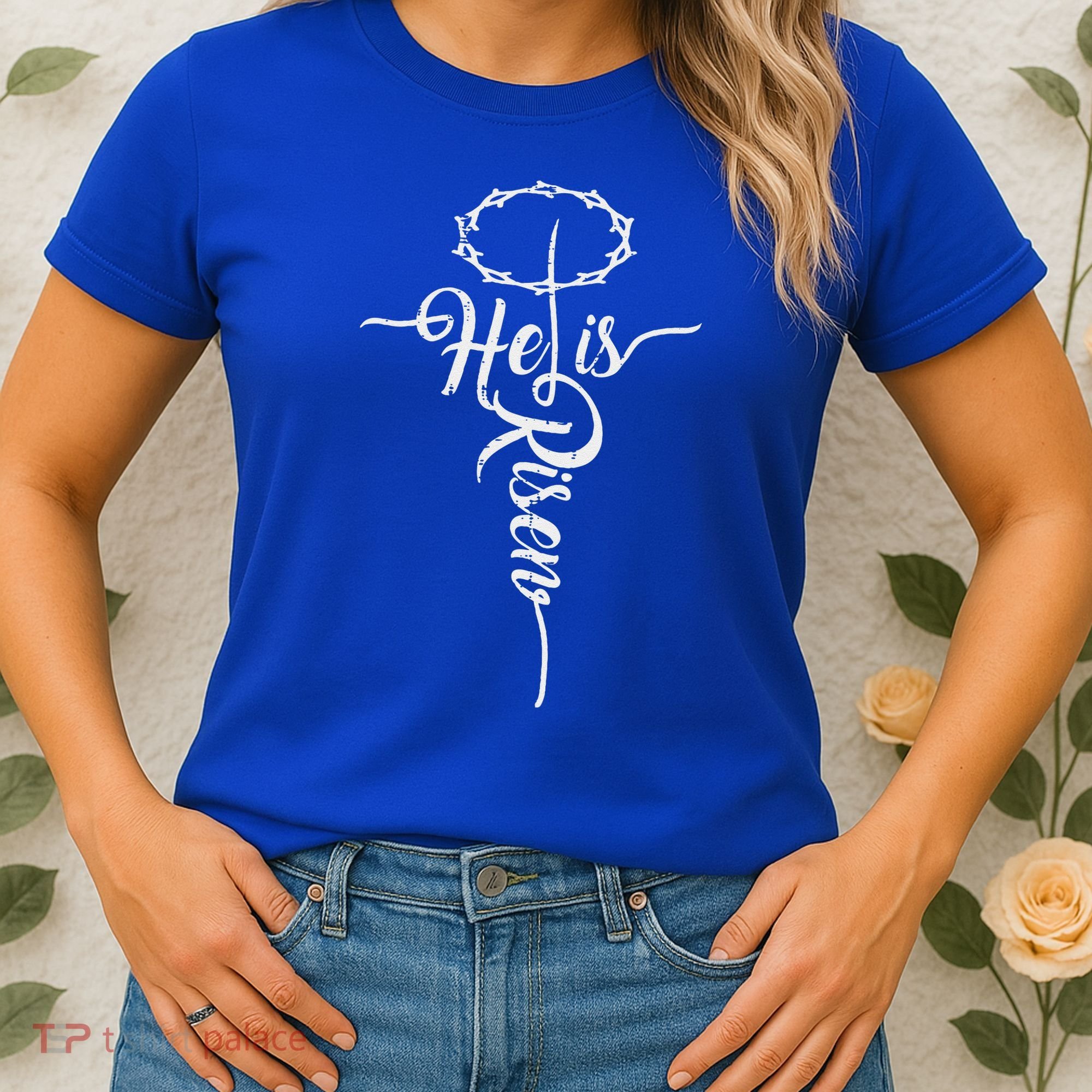 He Is Risen Cross Jesus Religious Easter Day Christians Women's T-Shirt
