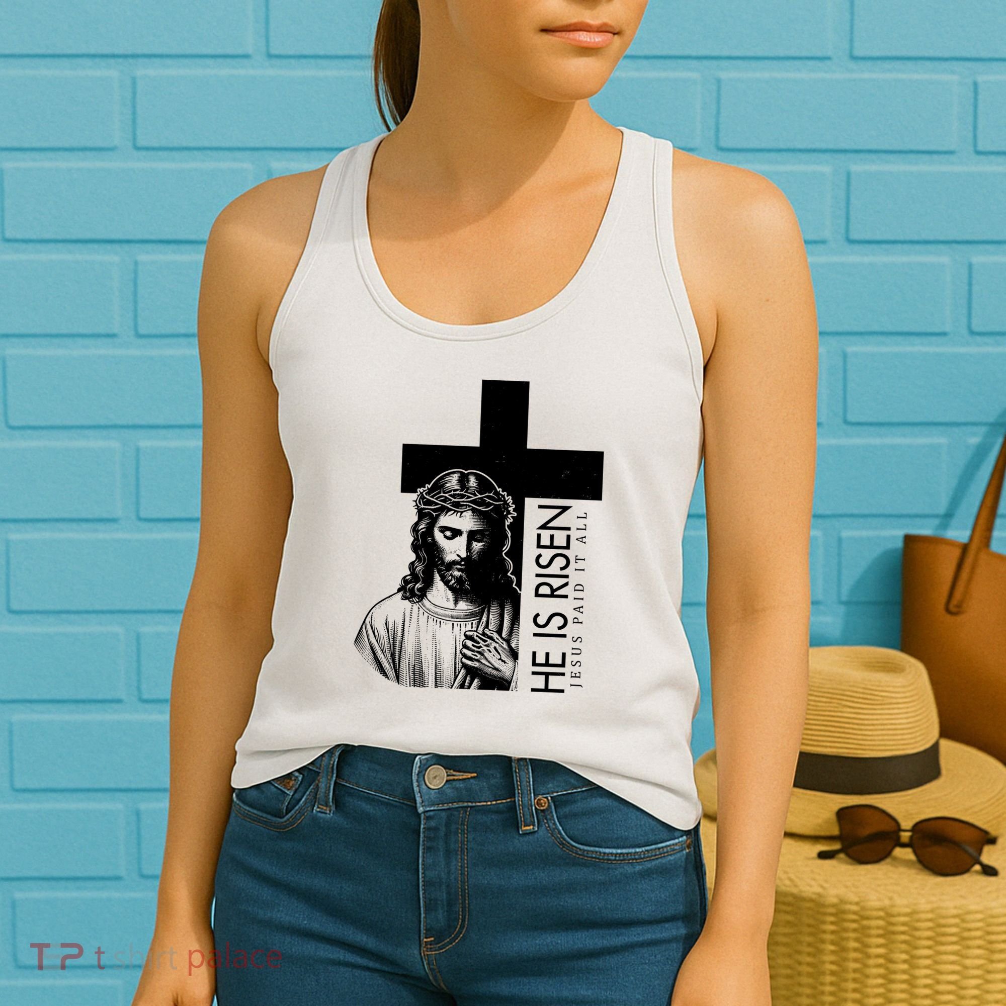 He Is Risen Jesus Paid It All Women's Tank Top